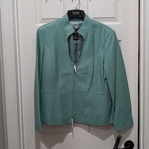 Leather skirt suit
